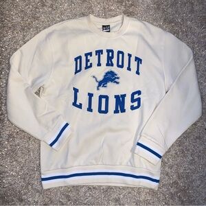 NFL Detroit Lions Cream and Blue Crewneck Sweater